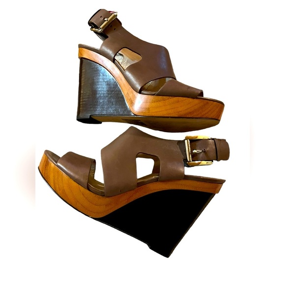 MICHAEL Michael Kors Carla Brown Leather Platform Sandals Size 9.5M - Picture 9 of 9